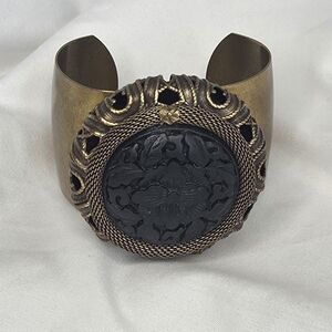 Vintage Style Black and Gold Cuff Bracelet